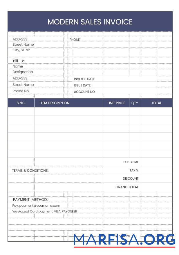 Realistic Modern Sales Invoice Template